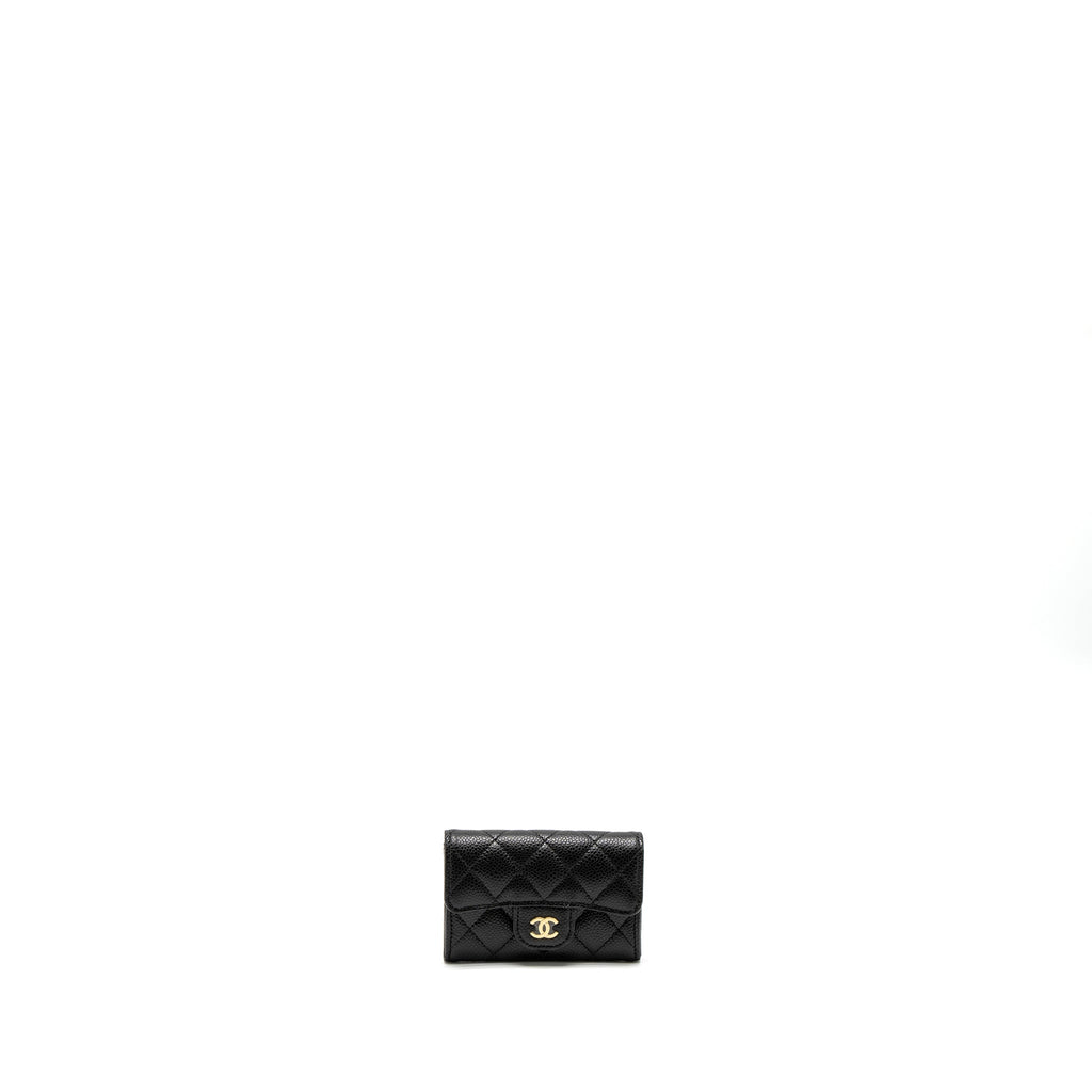 CHANEL CLASSIC FLAP CARD HOLDER CAVIAR BLACK GHW (MICROCHIP)