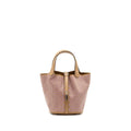 HERMES PICOTIN 18 LUCKY DAISY LOCK BAG SWIFT CHAI-ROSE-BLANC / ROSE SHW