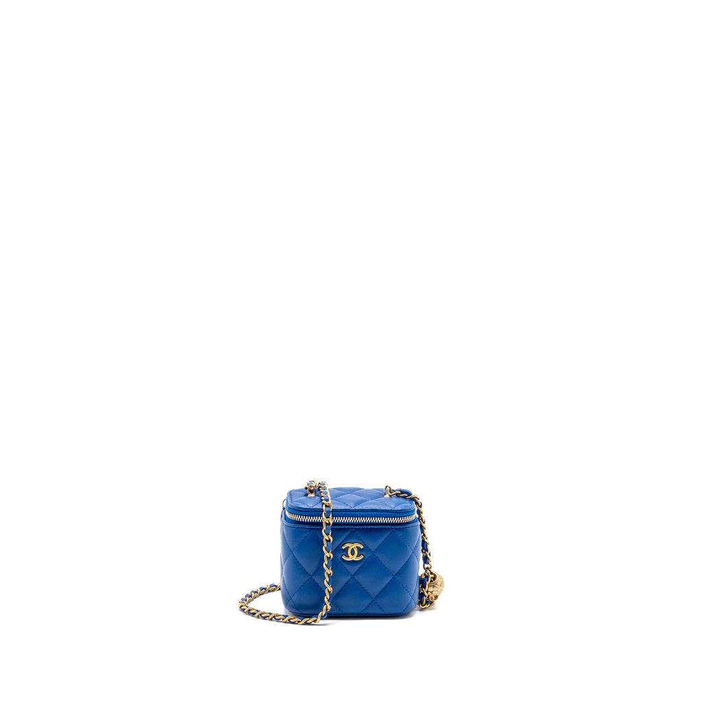 CHANEL PEARL CRUSH MINI VANITY LAMBSKIN BLUE GHW(MICROCHIP)