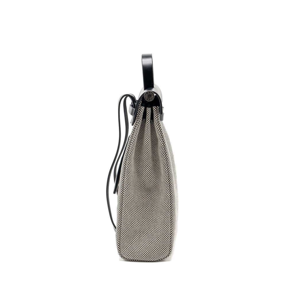 HERMES HERBAG A DOS ZIP RETOURNE BACKPACK CANVAS/ HUNTER ECRU/BLACK SHW