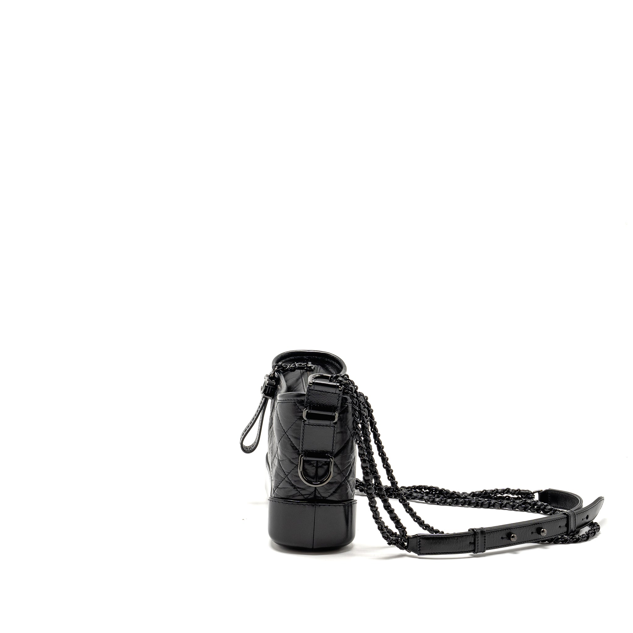 CHANEL SMALL GABRIELLE HOBO BAG AGED CALFSKIN SO BLACK