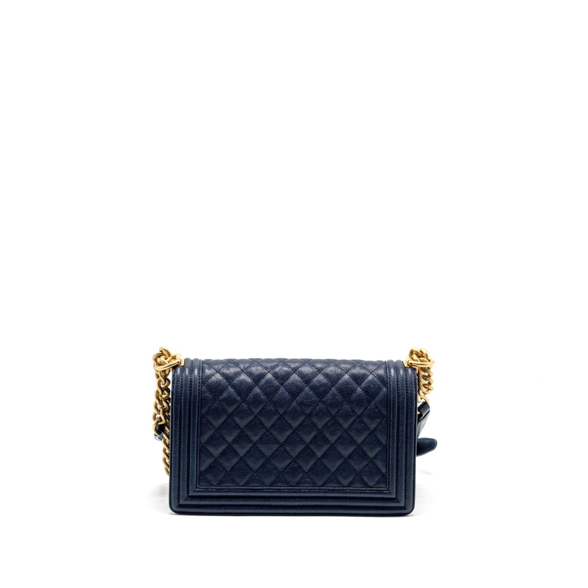 CHANEL MEDIUM BOY BAG CAVIAR NAVY GHW