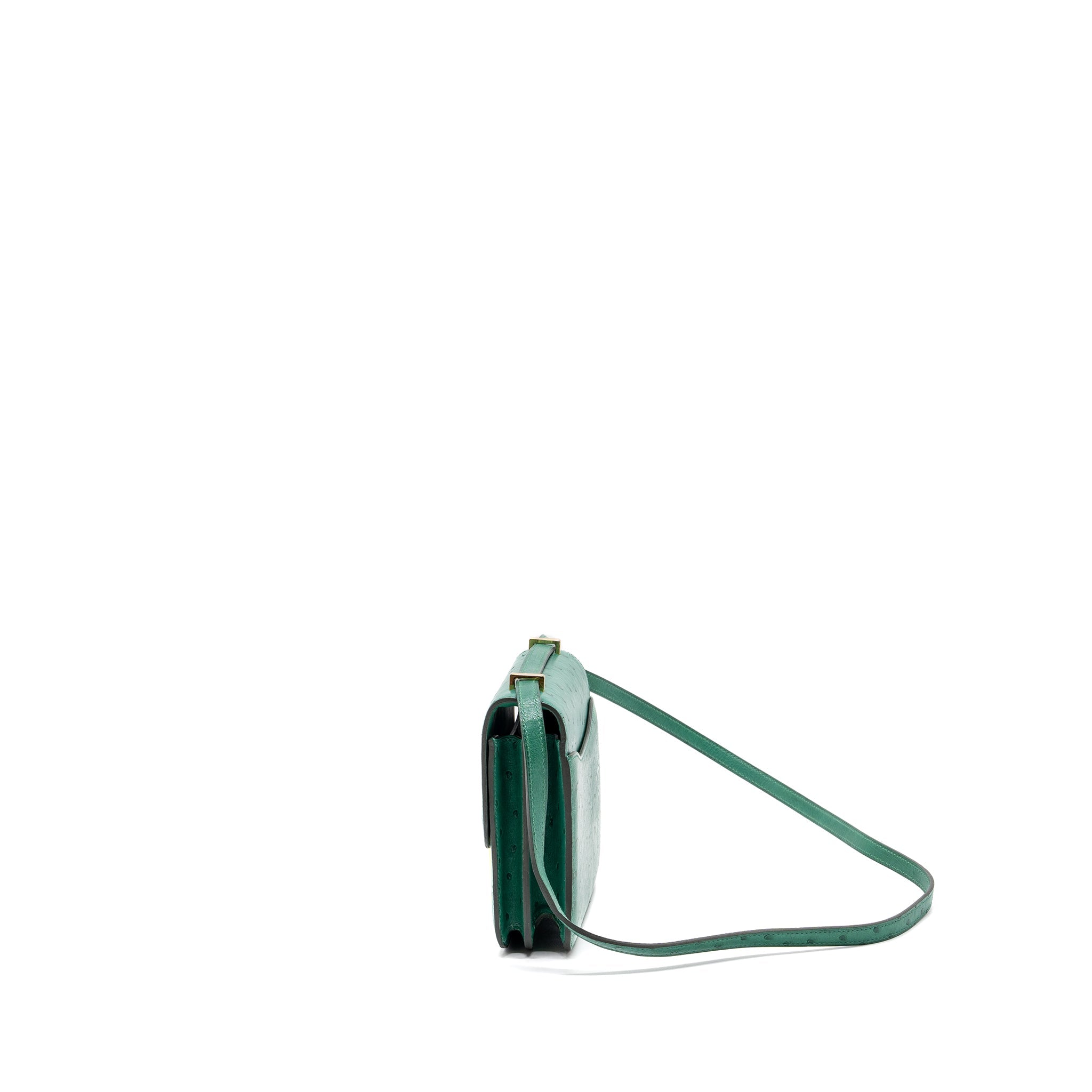 HERMES MINI CONSTANCE OSTRICH VERT VERTIGO GHW