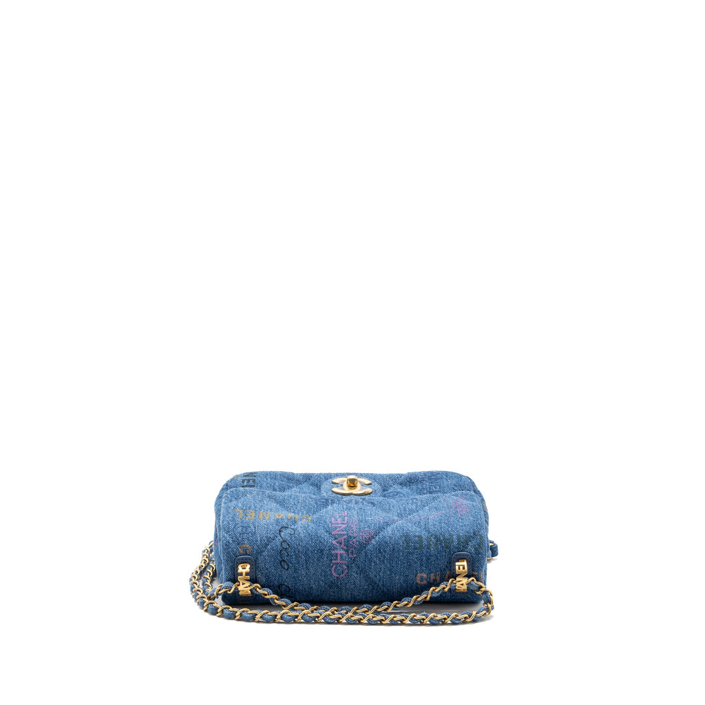CHANEL 22P SMALL FLAP BAG DENIM BLUE GHW (MICROCHIP)