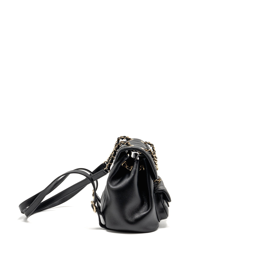 CHANEL MINI DUMA BACKPACK CALFSKIN BLACK LGHW (MICROCHIP)