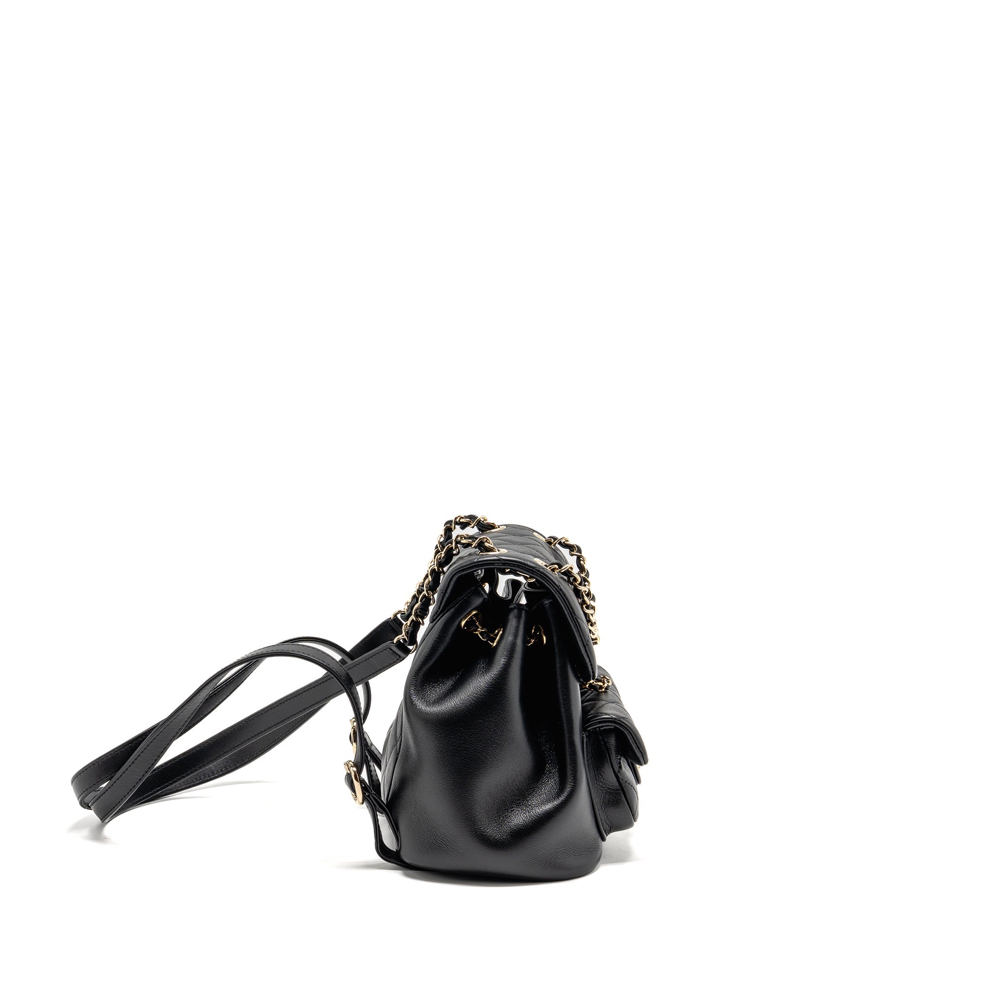 CHANEL MINI DUMA BACKPACK CALFSKIN BLACK LGHW (MICROCHIP)