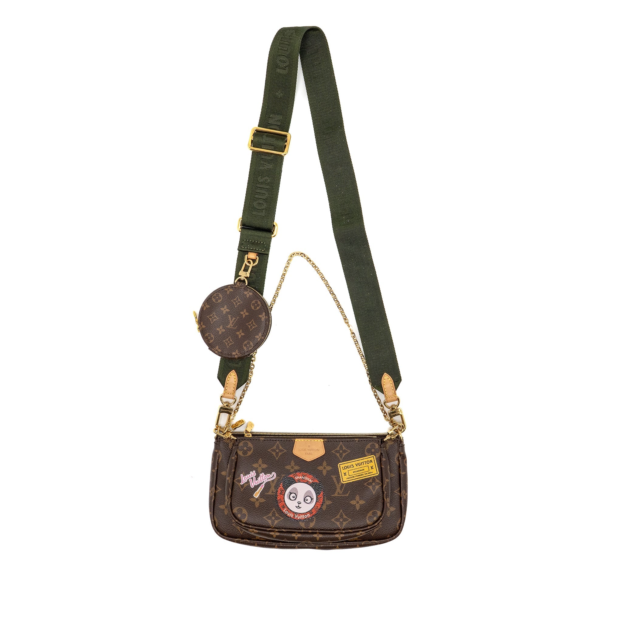 LOUIS VUITTON MY LV WORLD TOUR MULTI POCHETTE ACCESSORIES KHAKI STRAP MONOGRAM CANVAS GHW