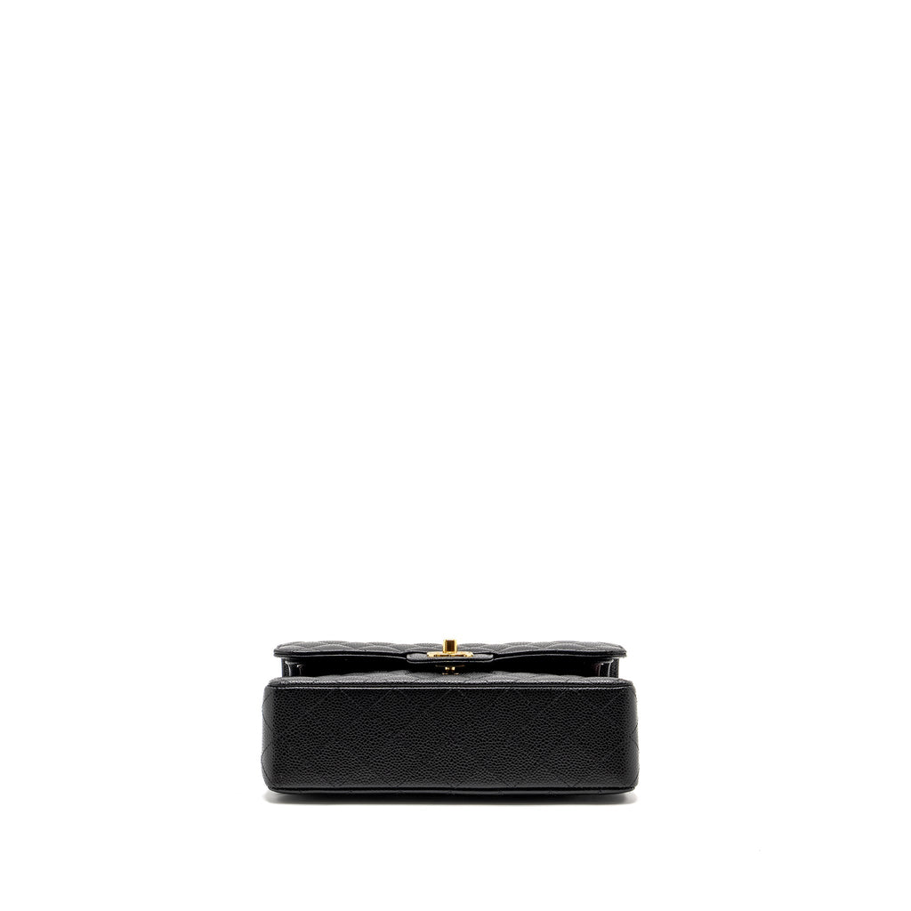 CHANEL SMALL CLASSIC DOUBLE FLAP BAG CAVIAR BLACK GHW (MICROCHIP)