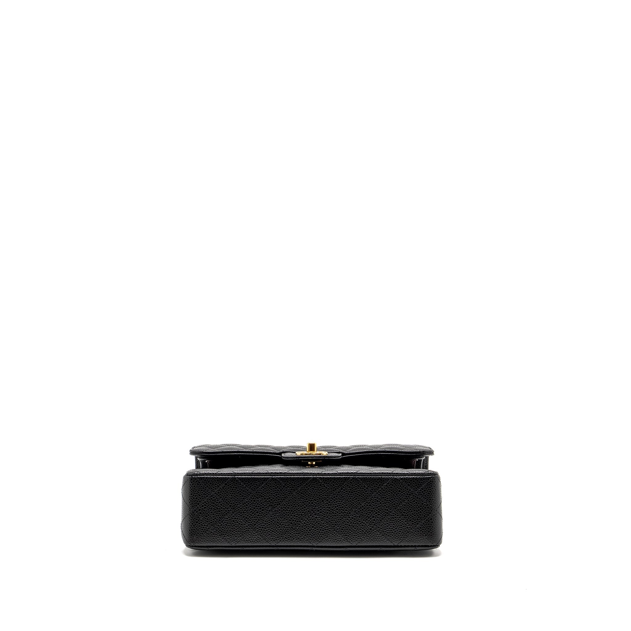 CHANEL SMALL CLASSIC DOUBLE FLAP BAG CAVIAR BLACK GHW (MICROCHIP)
