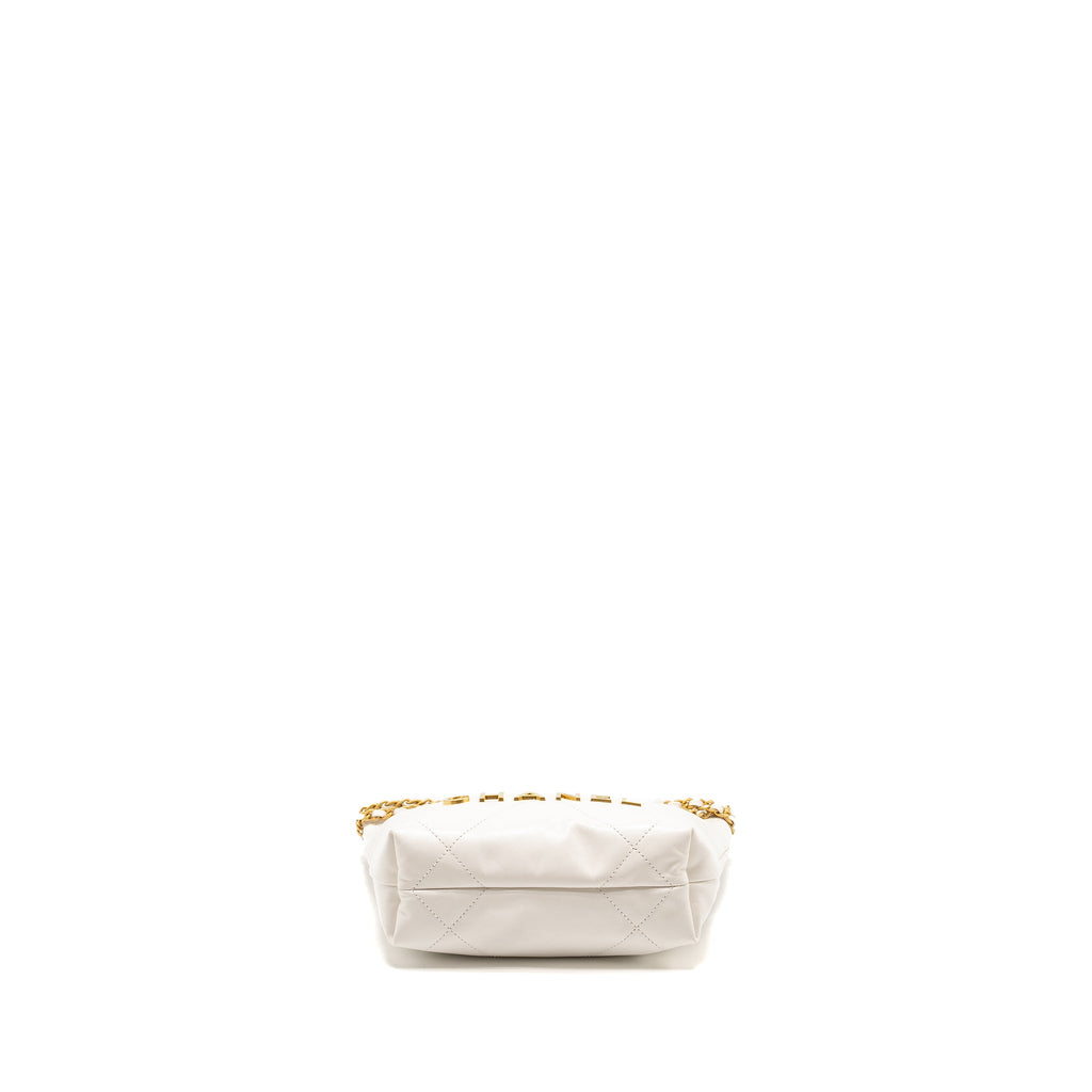CHANEL MINI 22 BAG SHINY CALFSKIN WHITE GHW (MICROCHIP)