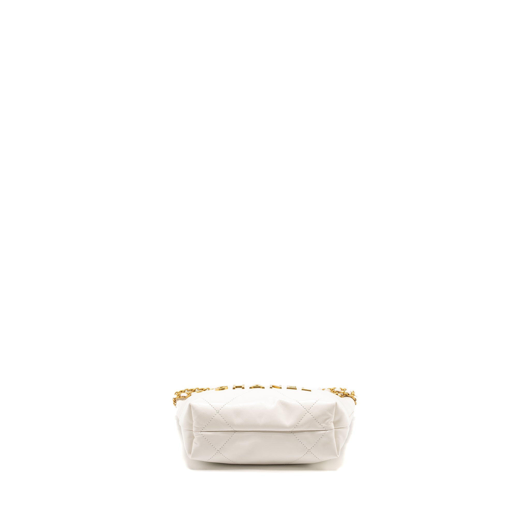 CHANEL MINI 22 BAG SHINY CALFSKIN WHITE GHW (MICROCHIP)