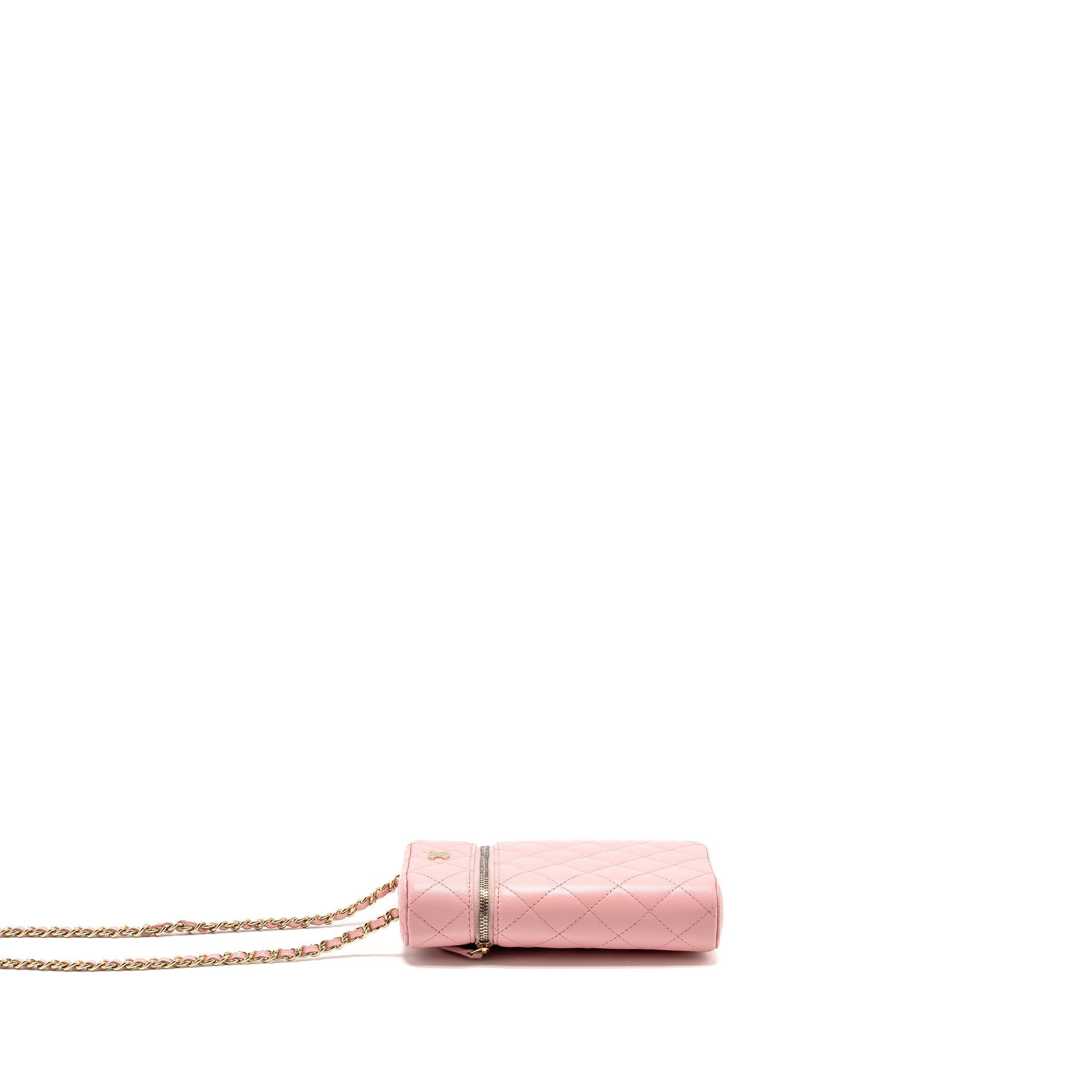 CHANEL VANITY PHONE HOLDER WITH CHAIN CAVIAR PINK LGHW