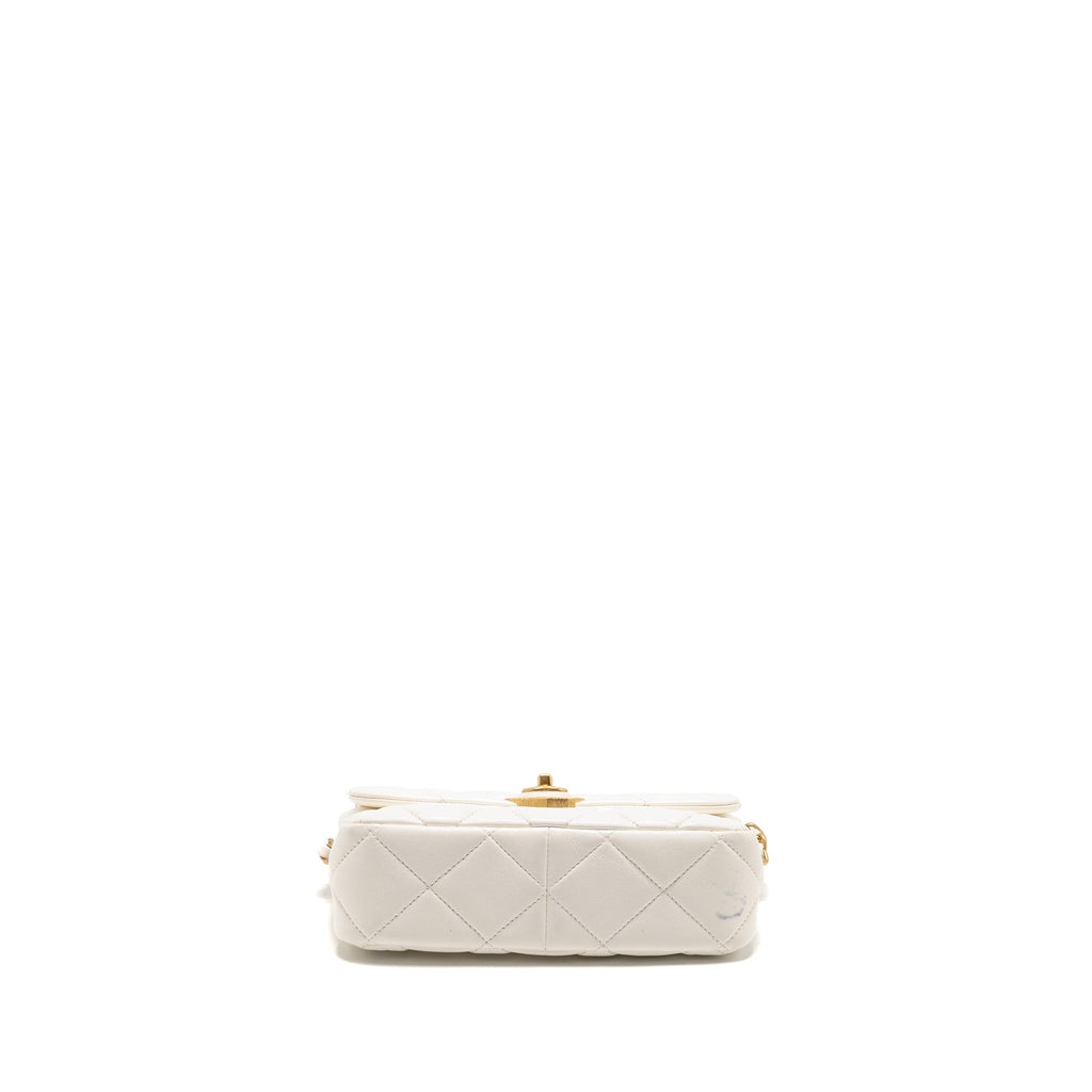 CHANEL 23S COCO LOVE SMALL FLAP BAG LAMBSKIN WHITE GHW (MICROCHIP)