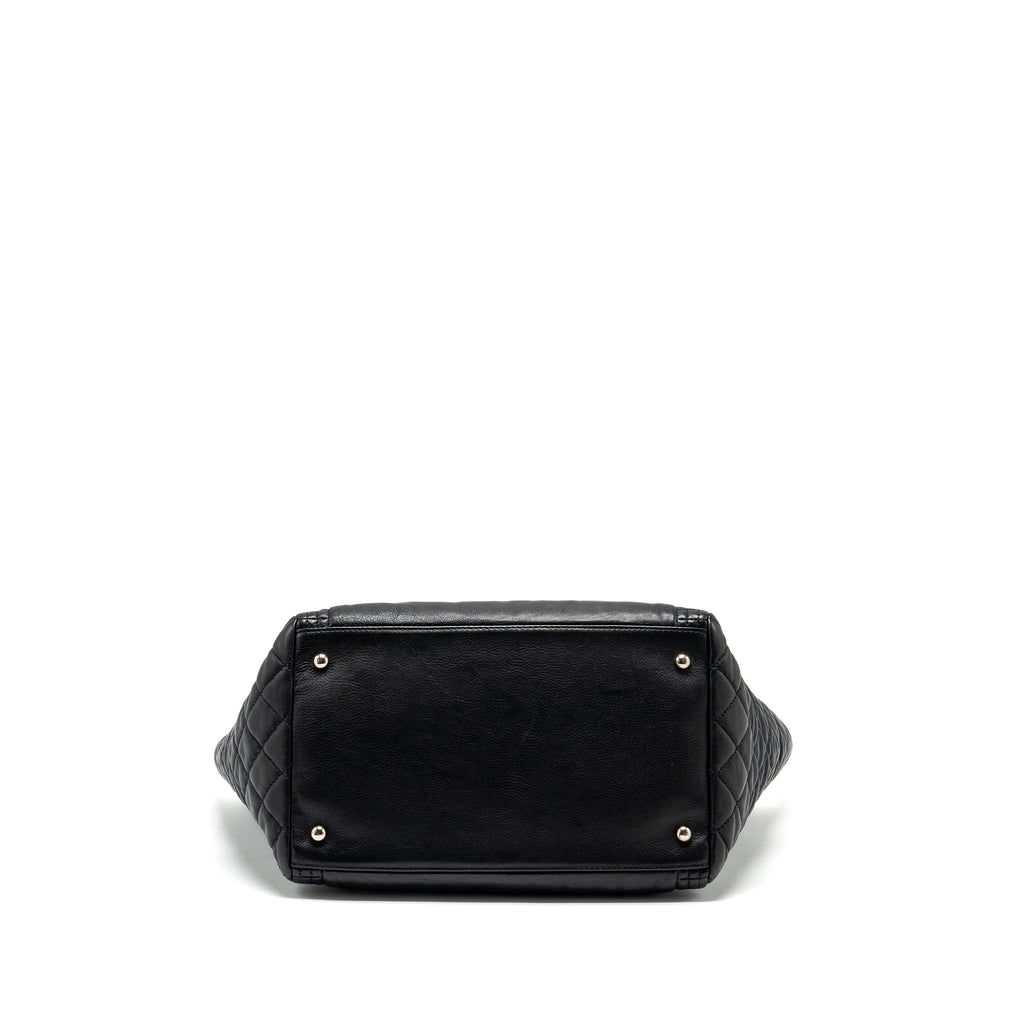 CHANEL CC LOGO SHOPPING TOTE BAG LAMBSKIN BLACK SHW