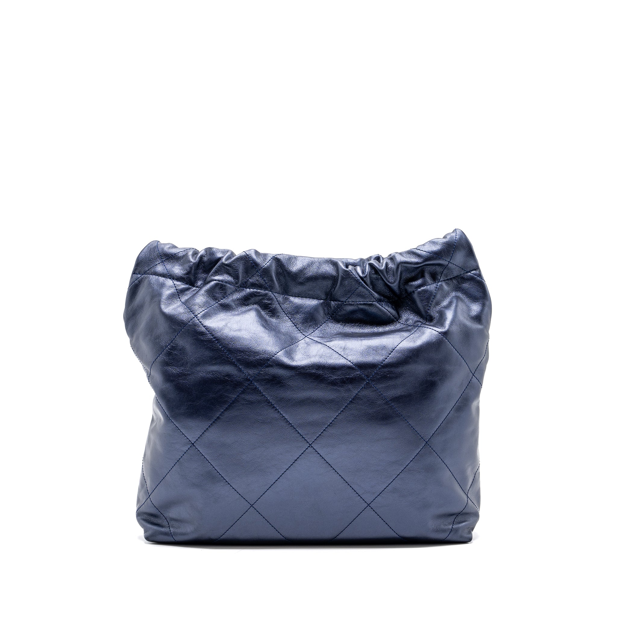 CHANEL SMALL 22 BAG SHINY CALFSKIN IRIDESCENT BLACK WITH BLACK HARDWARE(MICROCHIP)