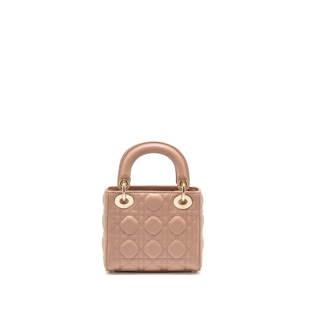 DIOR MINI LADY DIOR LAMBSKIN BLUSH LGHW