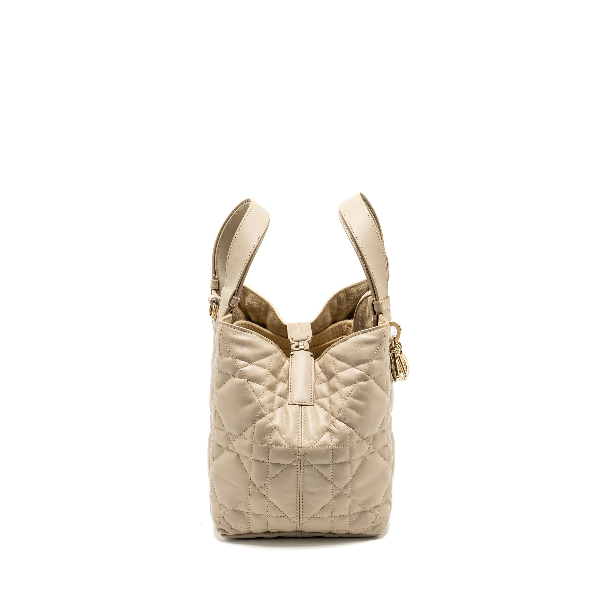 DIOR MEDIUM DIOR TOUJOURS TOTE BAG CALFSKIN POWDER BEIGE LGHW