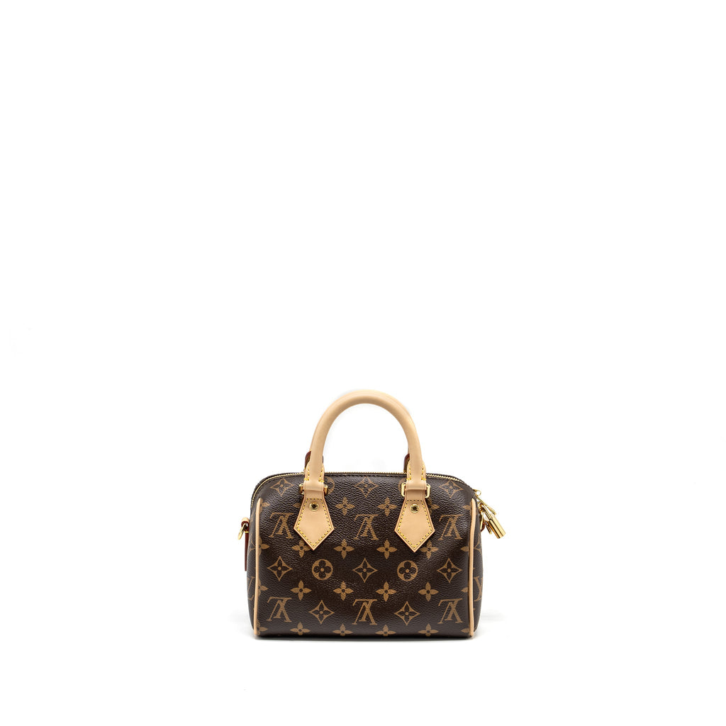 LOUIS VUITTON SPEEDY BANDOULIERE 20 MONOGRAM CANVAS BLACK STRAP GHW