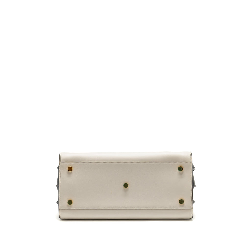 SAINT LAURENT /YSL SMALL SAC DE JOUR TOTE BAG CALFSKIN WHITE / BLACK GHW