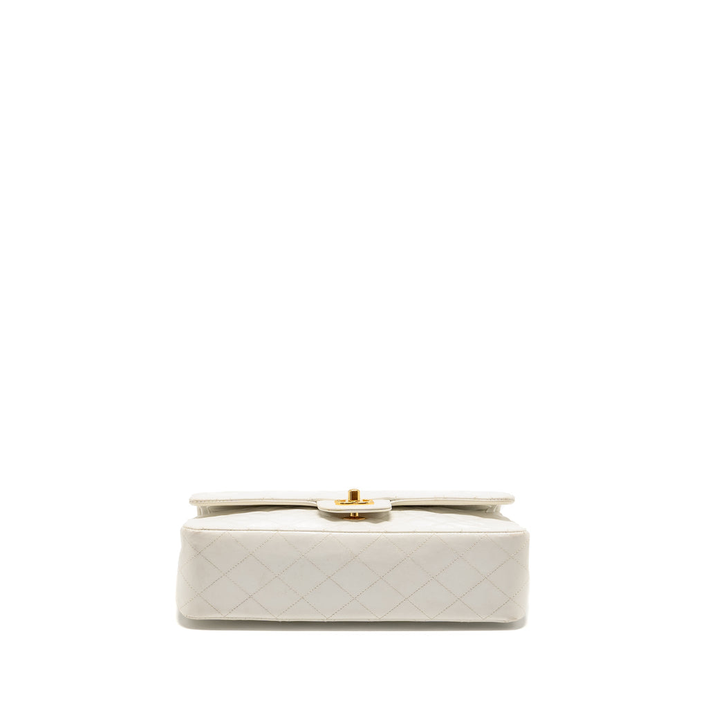 CHANEL VINTAGE MEDIUM CLASSIC DOUBLE FLAP BAG WHITE LAMBSKIN GHW