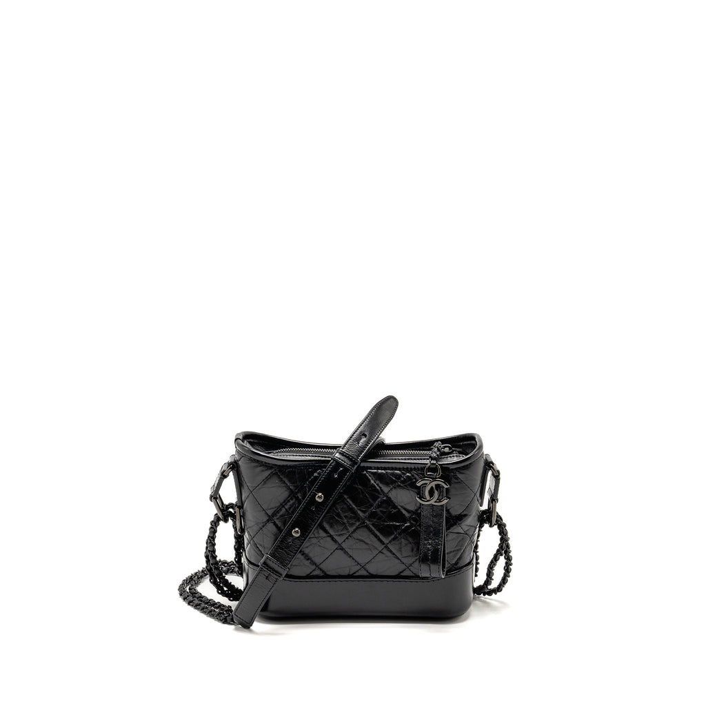 CHANEL SMALL GABRIELLE HOBO BAG AGED CALFSKIN SO BLACK