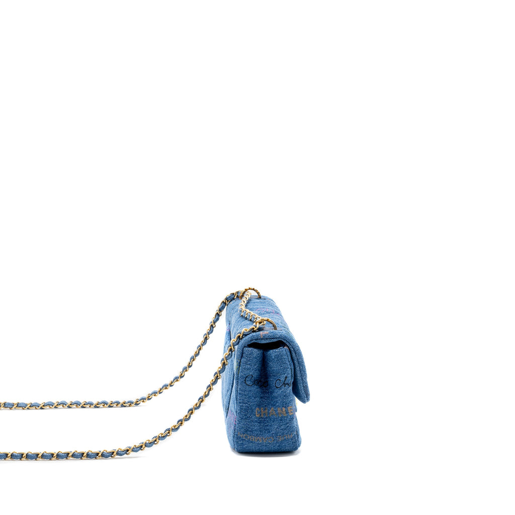 CHANEL 22P SMALL FLAP BAG DENIM BLUE GHW (MICROCHIP)