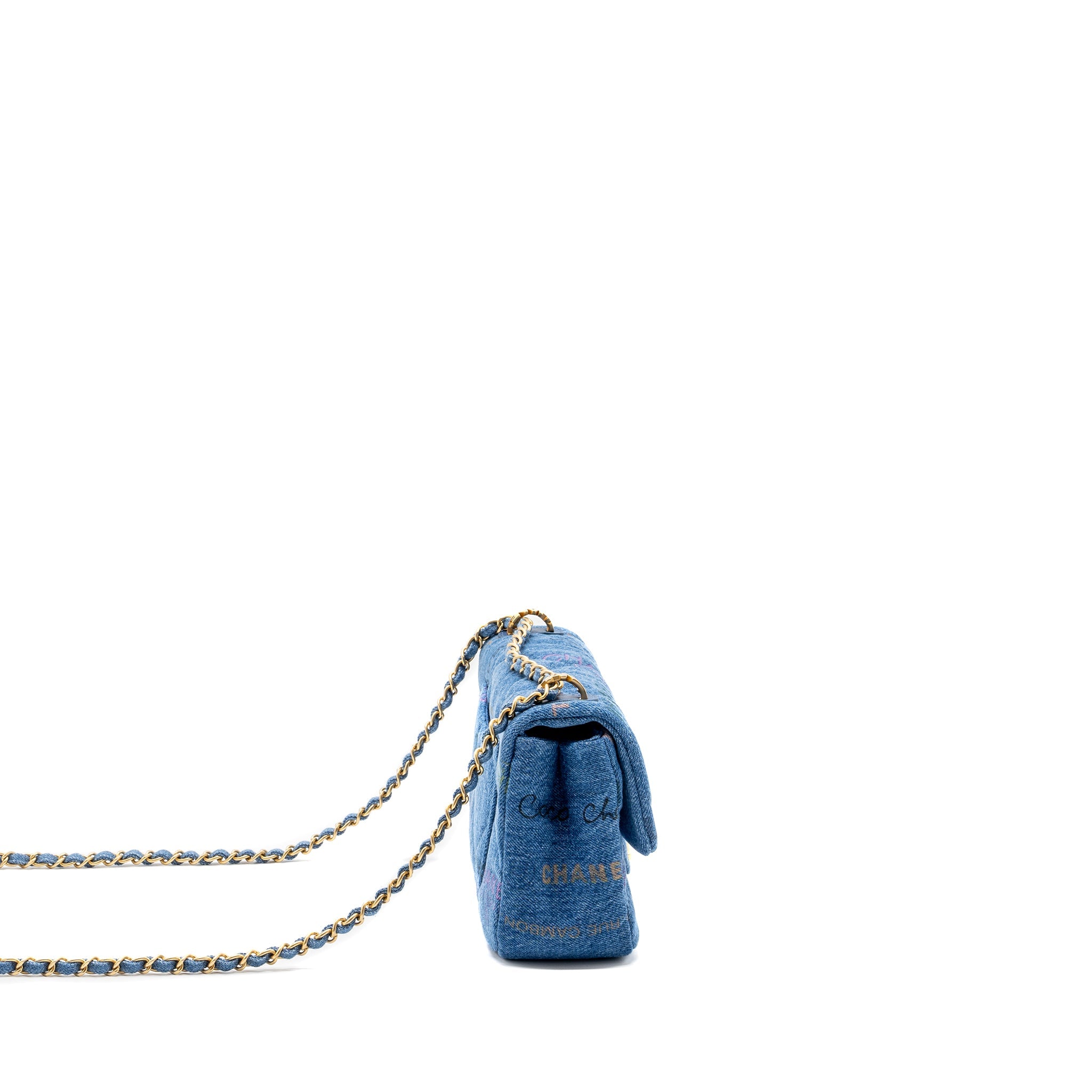 CHANEL 22P SMALL FLAP BAG DENIM BLUE GHW (MICROCHIP)