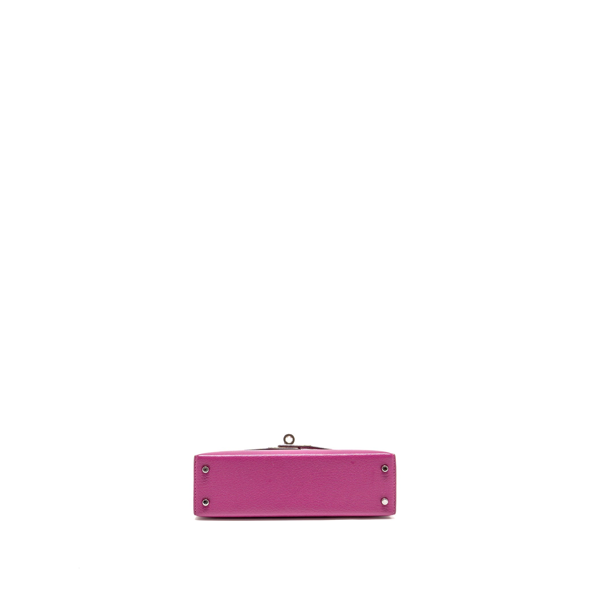 HERMES MINI KELLY CHÈVRE MYSORE ROSE POURPRE SHW