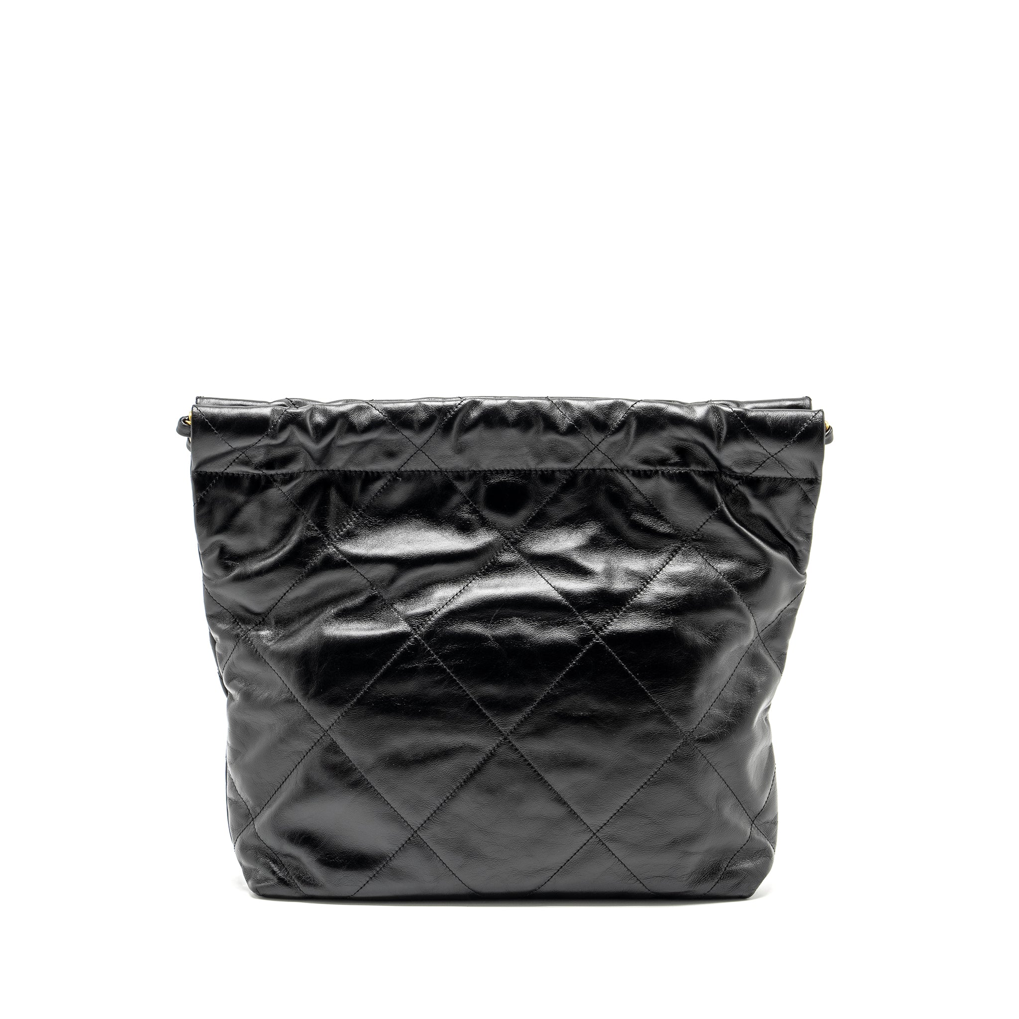 CHANEL SMALL 22 BAG SHINY CALFSKIN BLACK GHW (MICROCHIP)
