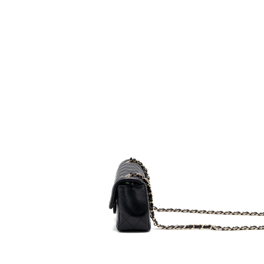 CHANEL MINI RECTANGULAR FLAP BAG LAMBSKIN BLACK LGHW (MICROCHIP)
