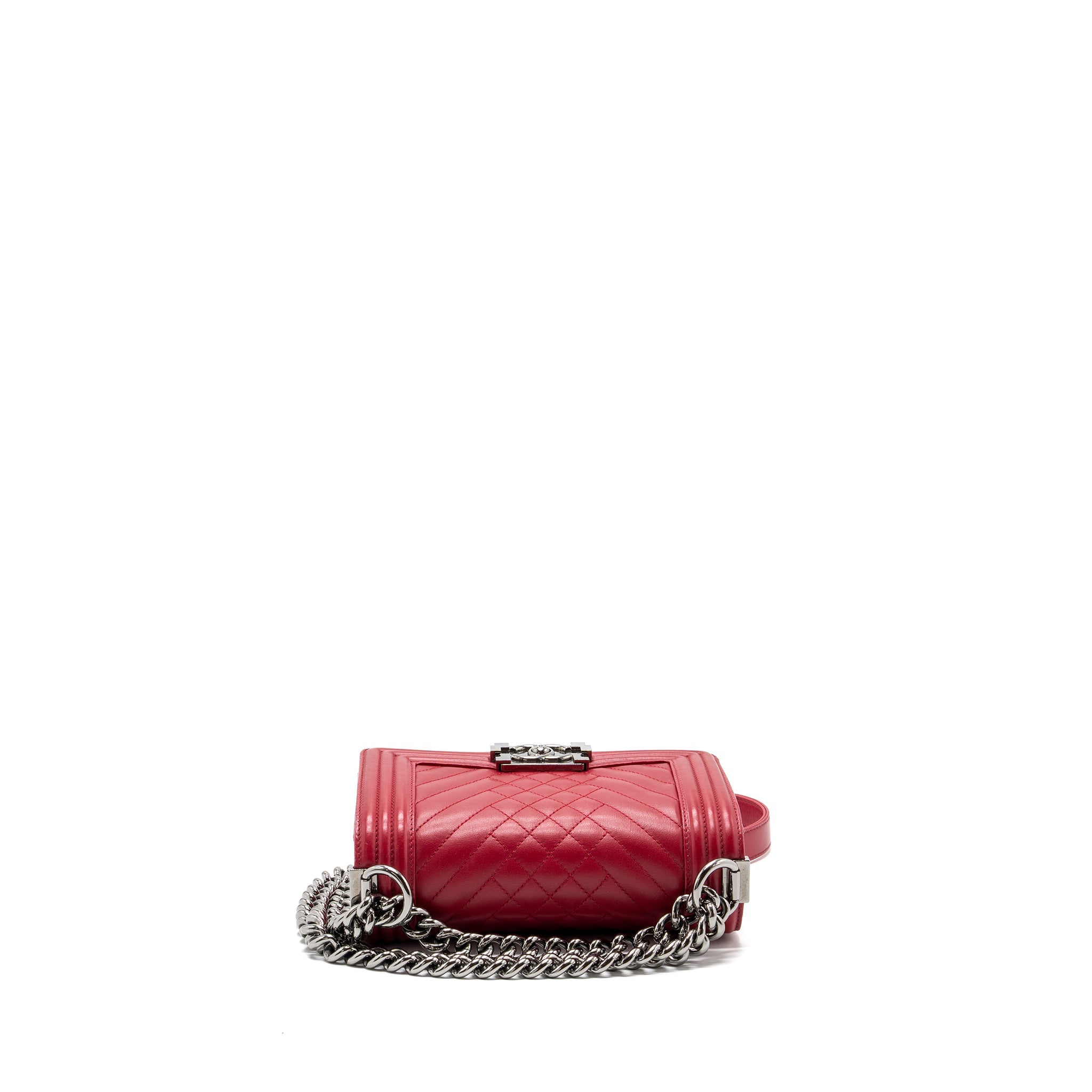 CHANEL SMALL BOY BAG CALFSKIN RED SHW