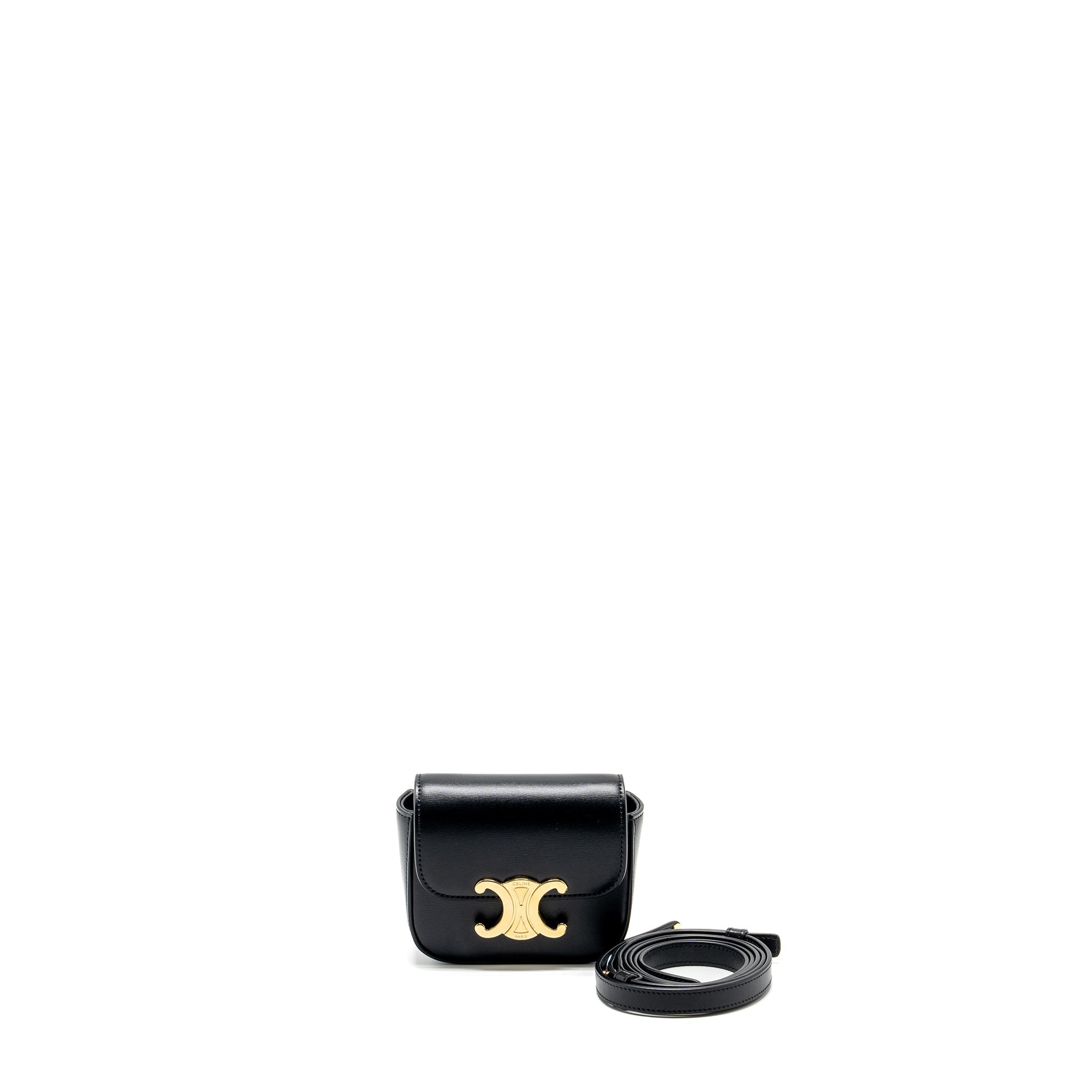 CELINE MINI TRIOMPHE SHINY CALFSKIN BLACK GHW