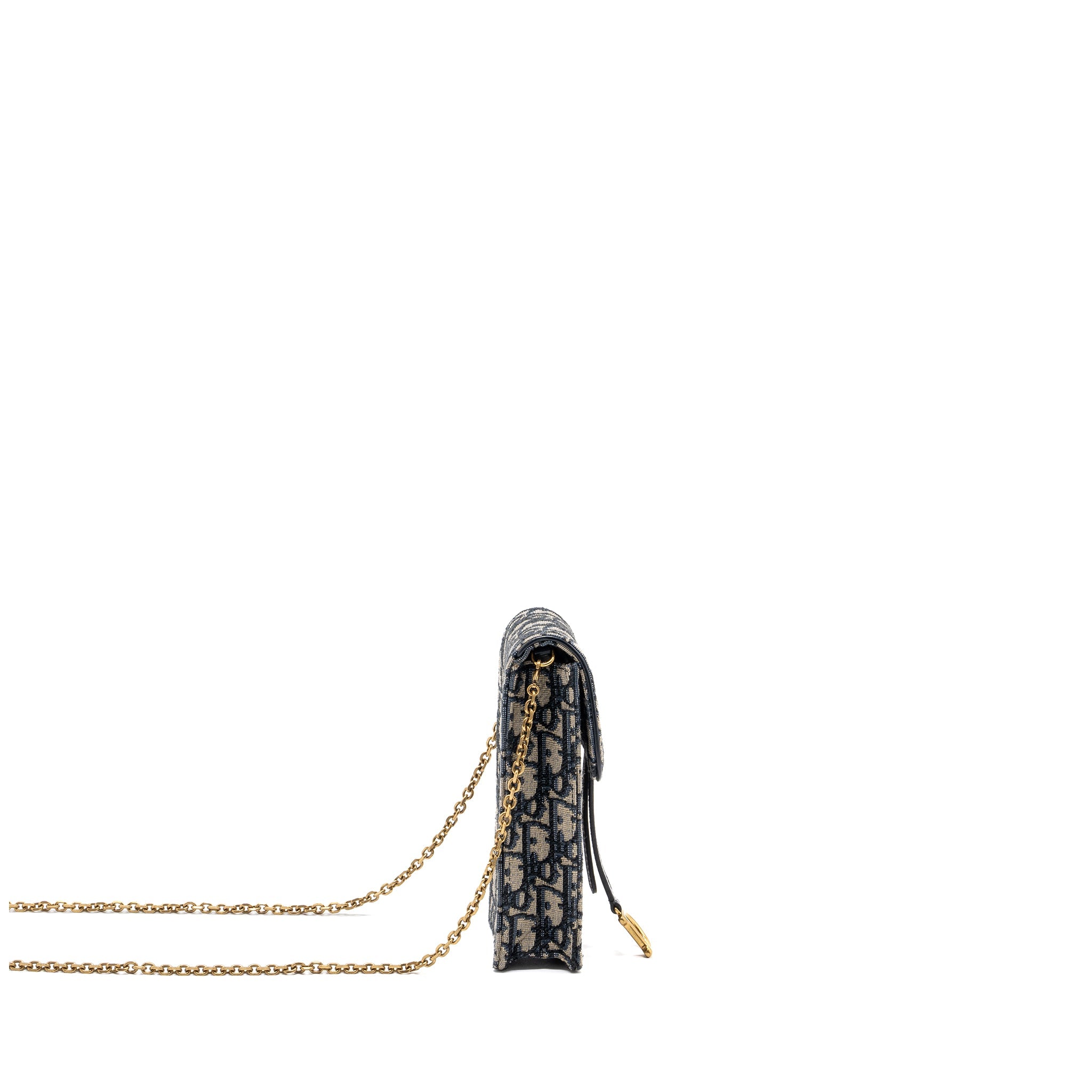 DIOR SADDLE PHONE POUCH DIOR OBLIQUE JACQUARD BLUE GHW
