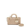 DIOR MEDIUM LADY D-JOY BAG CANNAGE LAMBSKIN POWDER BEIGE LGHW