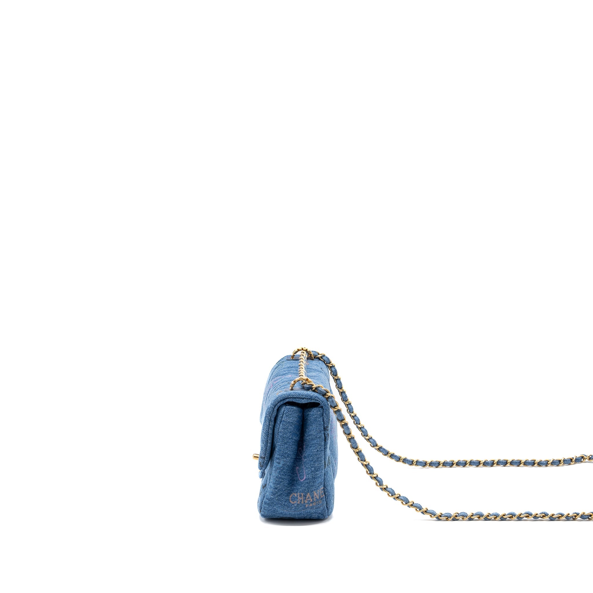CHANEL 22P SMALL FLAP BAG DENIM BLUE GHW (MICROCHIP)