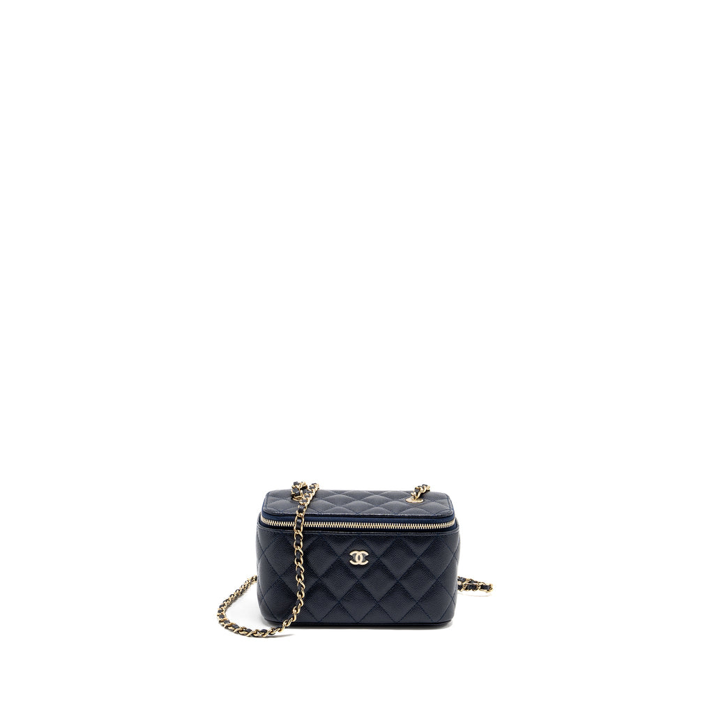 CHANEL 23C LONG VANITY CASE CAVIAR NAVY LGHW (MICROCHIP)