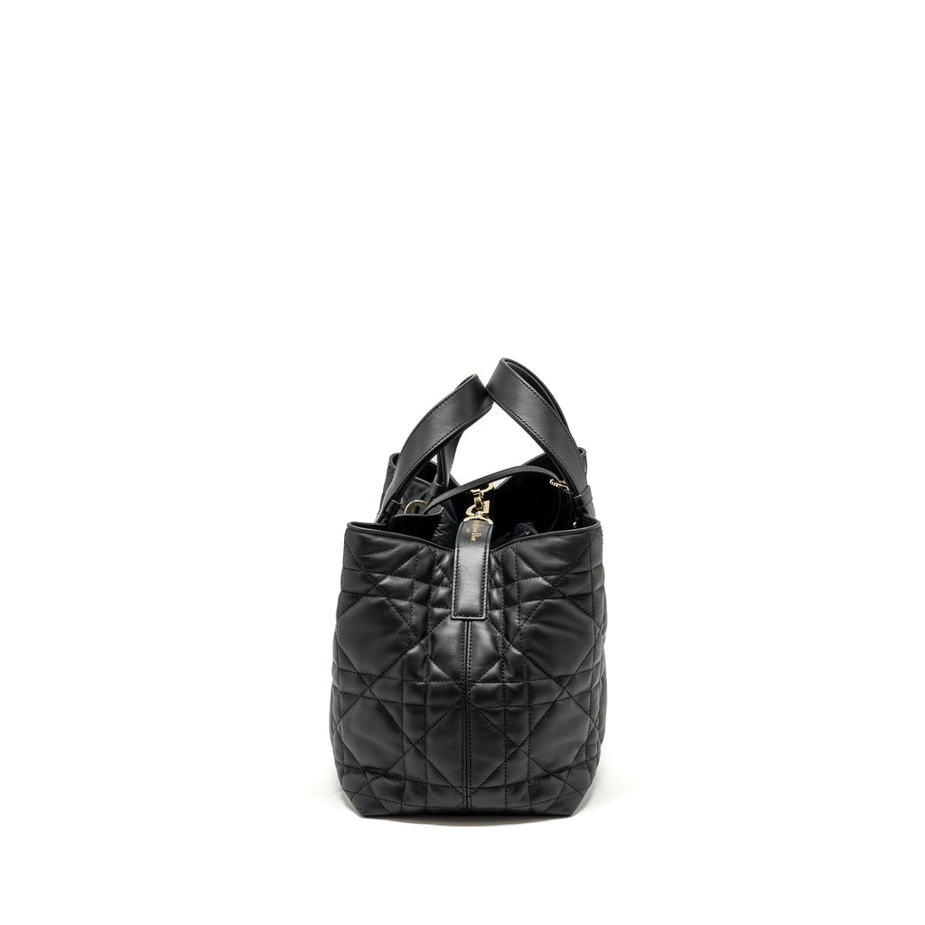DIOR MEDIUM TOUJOURS BAG MACROCANNAGE CALFSKIN BLACK LGHW
