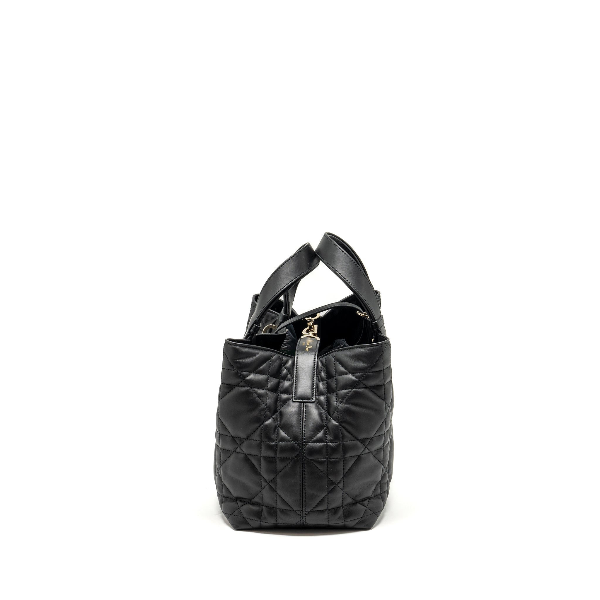 DIOR MEDIUM TOUJOURS BAG MACROCANNAGE CALFSKIN BLACK LGHW