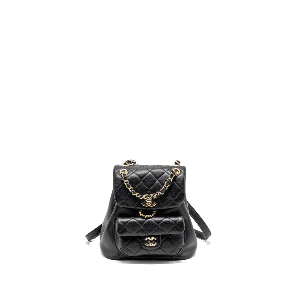 CHANEL MINI DUMA BACKPACK CALFSKIN BLACK LGHW (MICROCHIP)