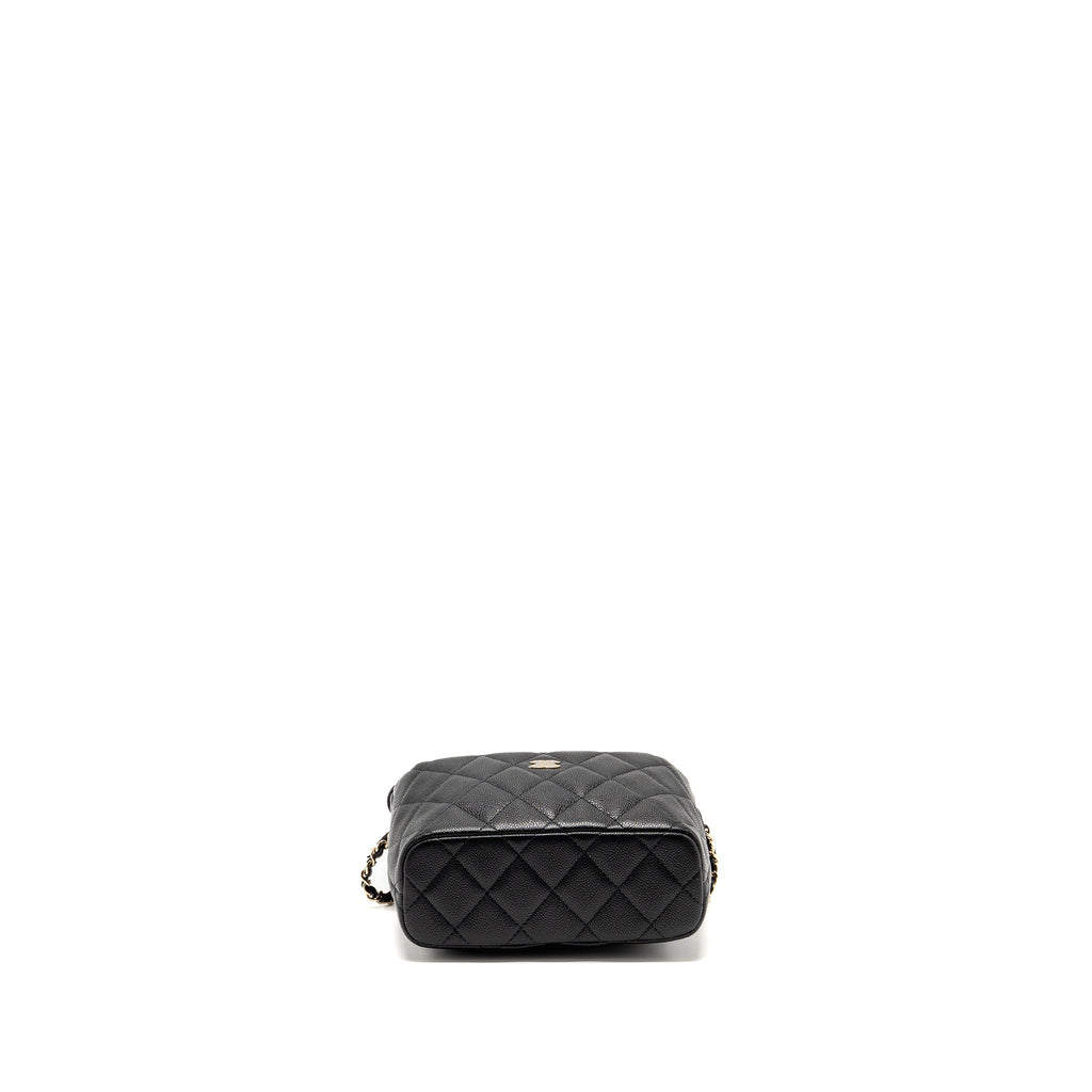 CHANEL QUILTED HOBO BAG WITH CHAIN CAVIAR BLACK LGHW (MICROCHIP)