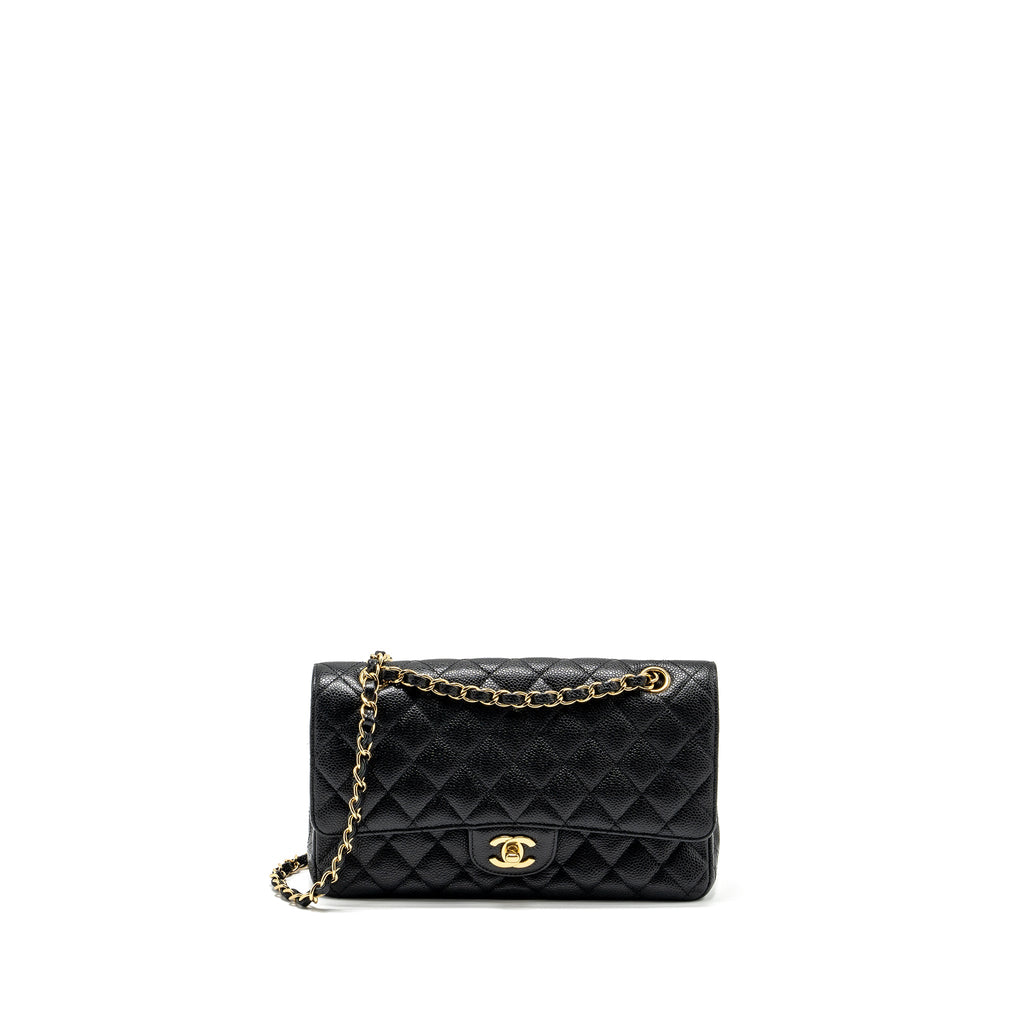 CHANEL MEDIUM CLASSIC DOUBLE FLAP BAG CAVIAR BLACK GHW