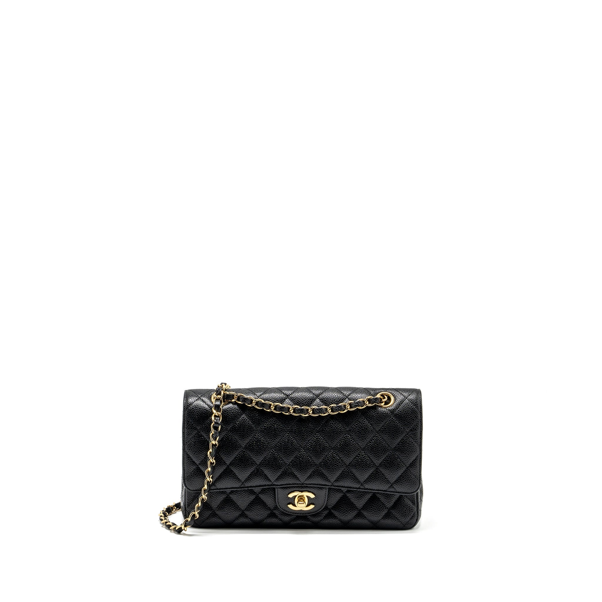 CHANEL MEDIUM CLASSIC DOUBLE FLAP BAG CAVIAR BLACK GHW