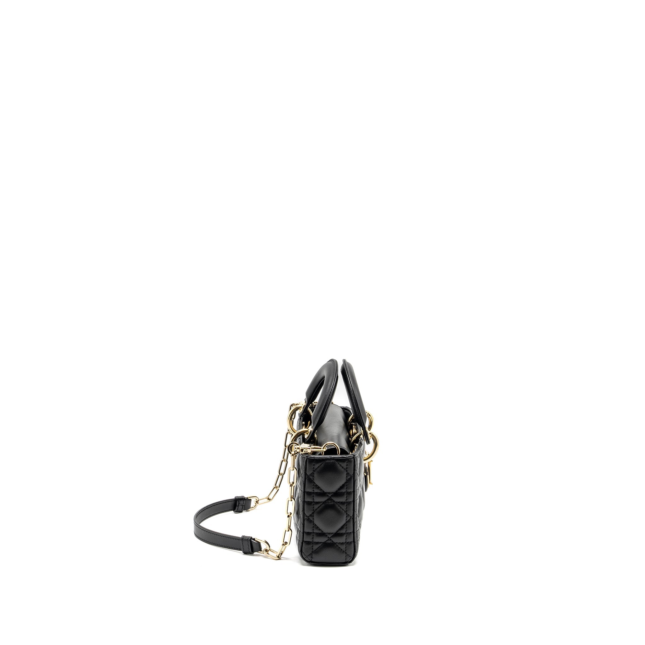 DIOR LADY D-JOY SMALL  BAG LAMBSKIN BLACK LGHW