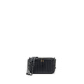 BOTTEGA VENETA SMALL ZIP CLUTCH WITH CHAIN LAMBSKIN BLACK RUTHENIUM HARDWARE