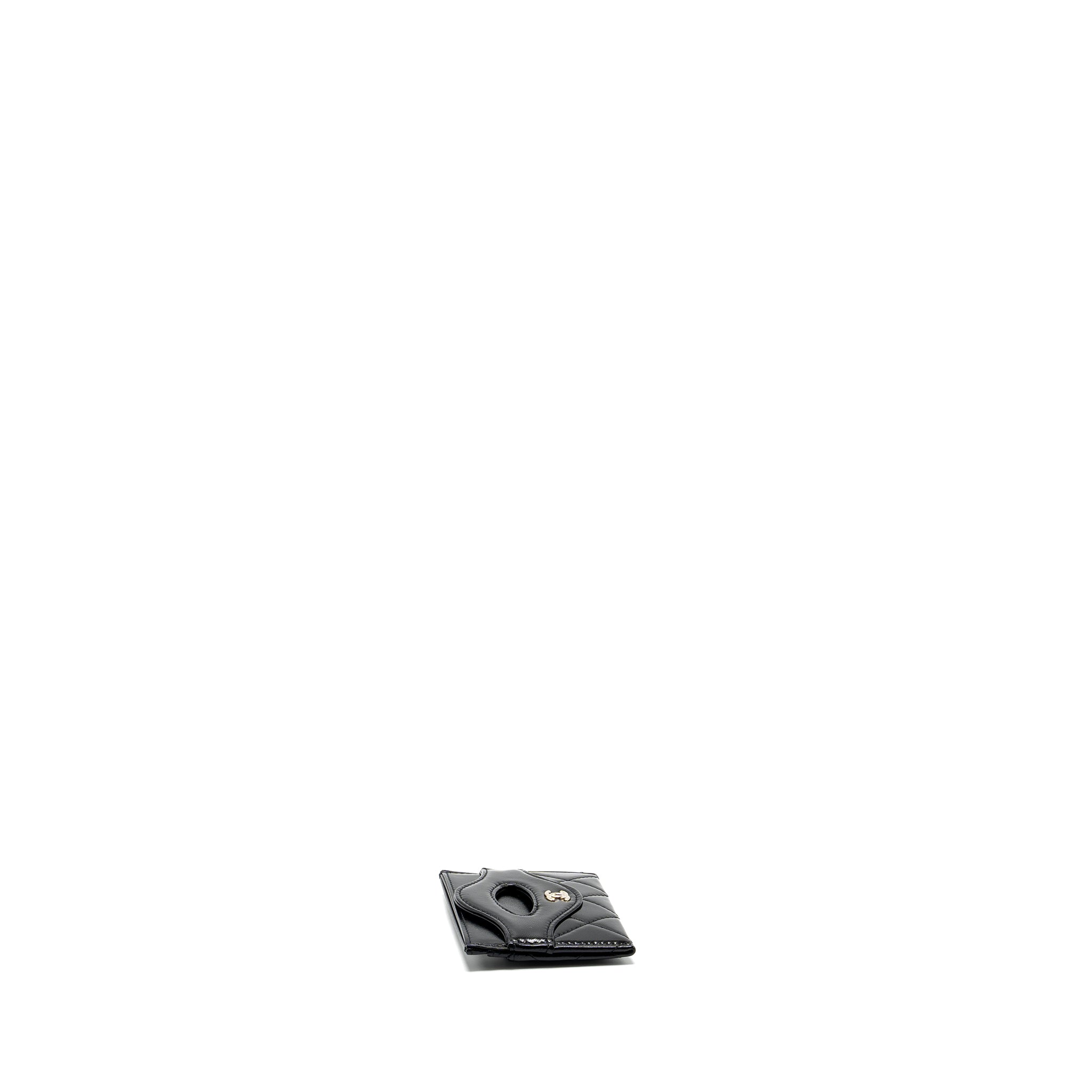 CHANEL 31 CARD HOLDER SHINY GOATSKIN BLACK LGHW (MICROCHIP)