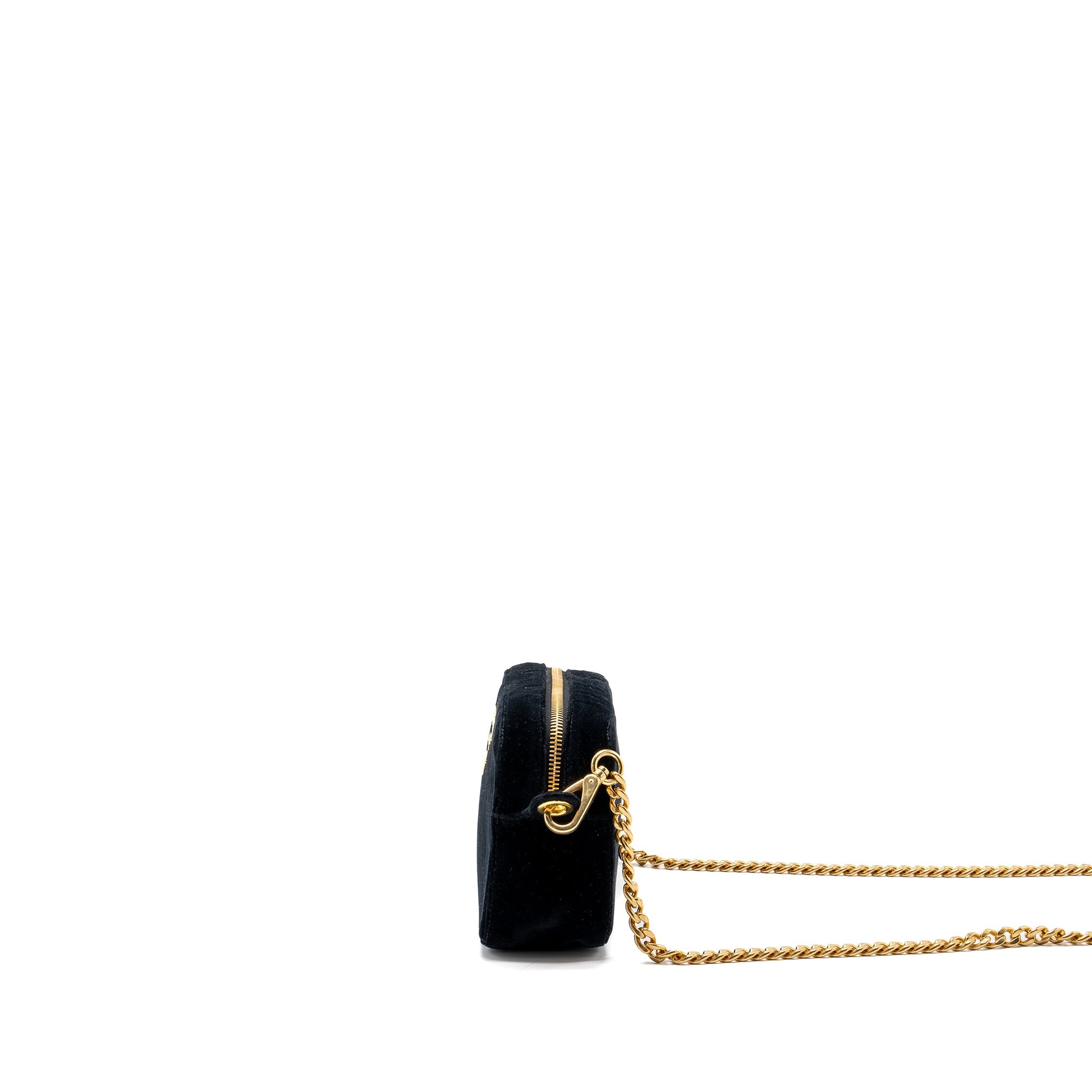 PRADA CAMERA BAG VELVET BLACK GHW