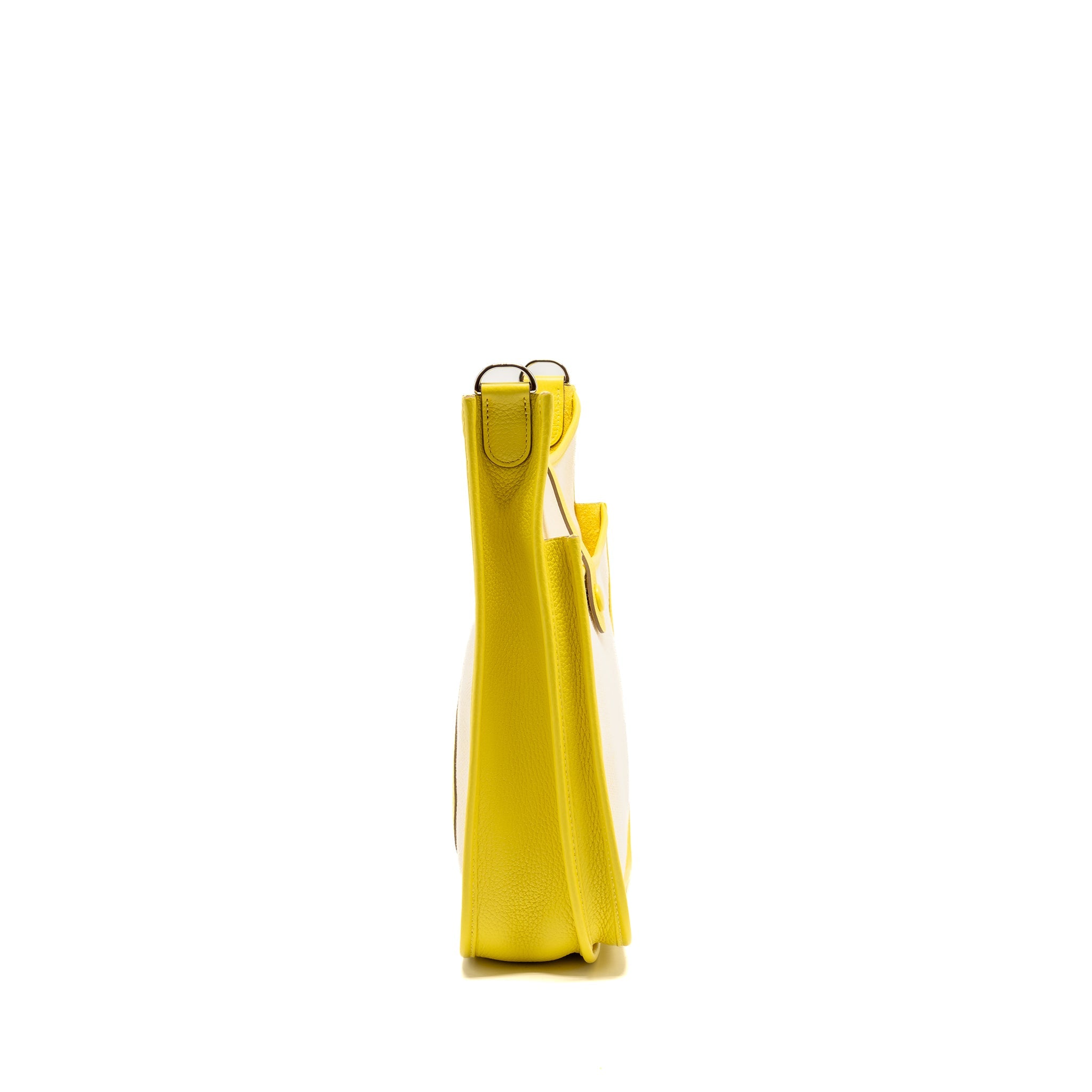 HERMES EVELYNE 29 BAG CANVAS/CLEMENCE ECRU-CITRON/LIME SHW