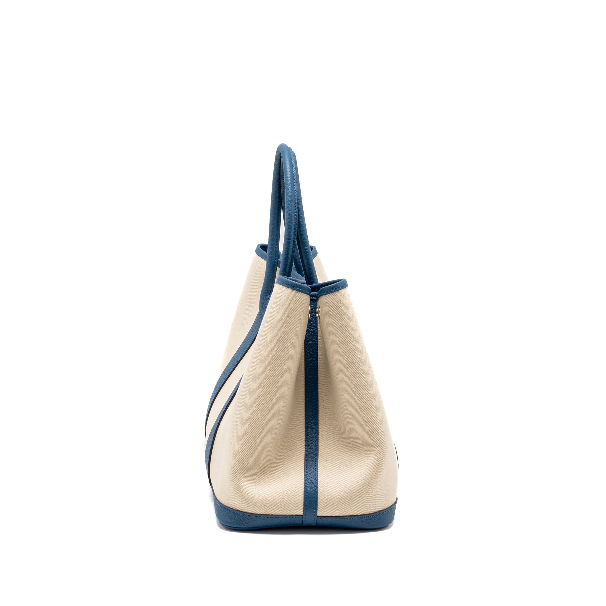 HERMES GARDEN PARTY 36 VACHE COUNTRY LEATHER/CNAVAS CRAIE /BLEU OUTREMER SHW