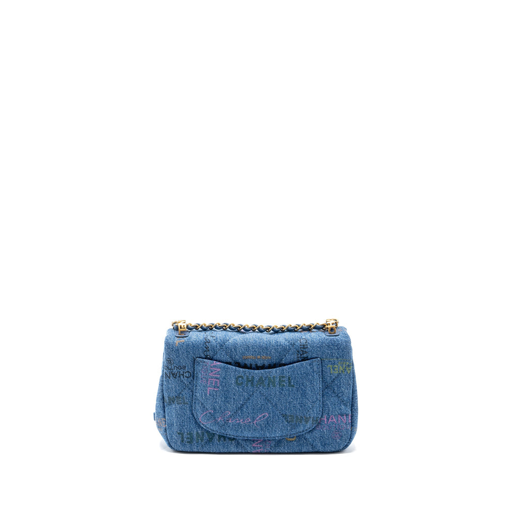 CHANEL 22P SMALL FLAP BAG DENIM BLUE GHW (MICROCHIP)