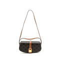 CELINE CLUTCH ON STRAP TABOU TRIOMPHE CANVAS/CALFSKIN TAN GHW